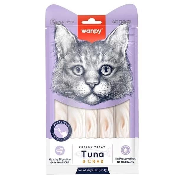 Wanpy Krema Ton Balık ve Yengeçli Kedi Ödül Maması 5 Adet 14 Gr - Image 1