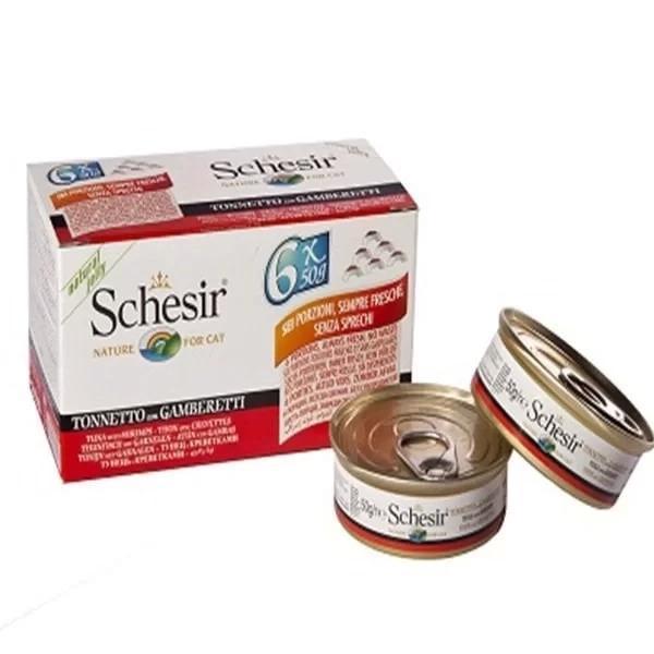Schesir Multipack Prawns Konserve Kedi Maması 6x50 Gr - Image 1