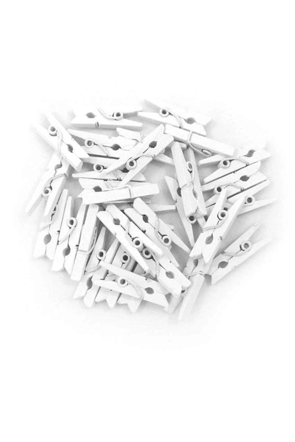 100'lü Beyaz Ahşap Mandal 2.5cm (10'lu Paket-1000 Adet) - Image 1
