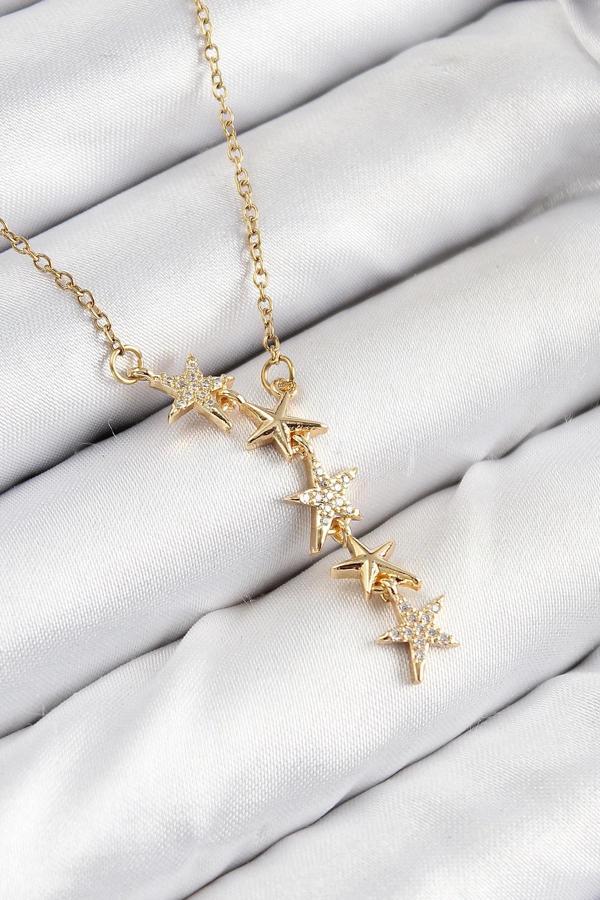 316L Çelik Yıldız Model Gold Renk Kadın Kolye - Image 1