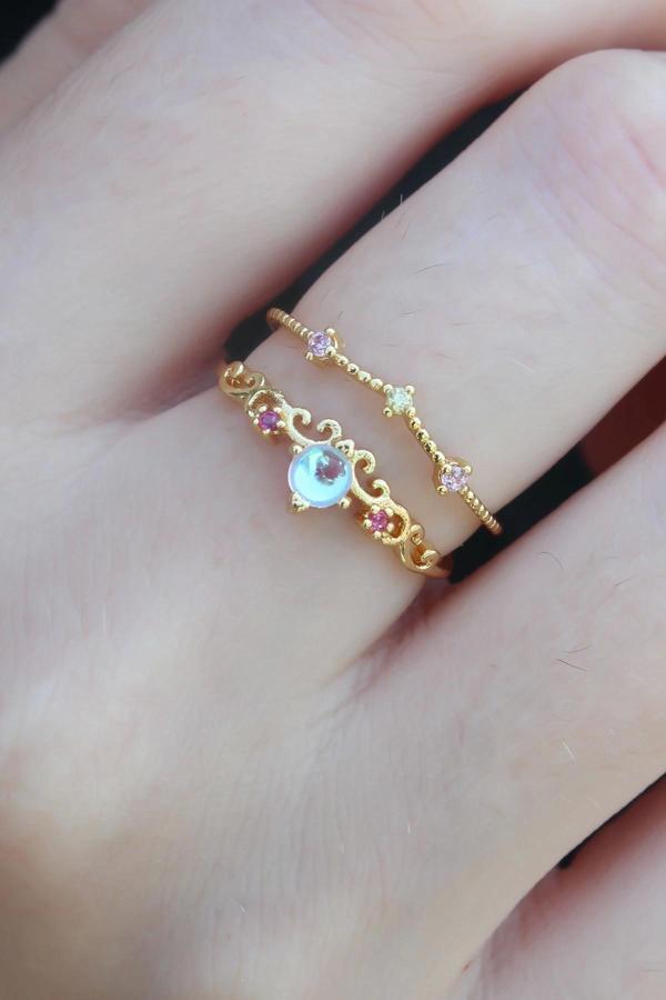 Gold Renk Zirkon Taşlı Taç Model Kadın Yüzük - Image 1
