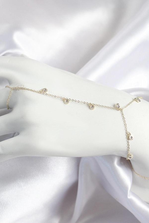 Pirinç Zirkon Taşlı Sallantılı Model Gold Renk Kadın Şahmeran - Image 1