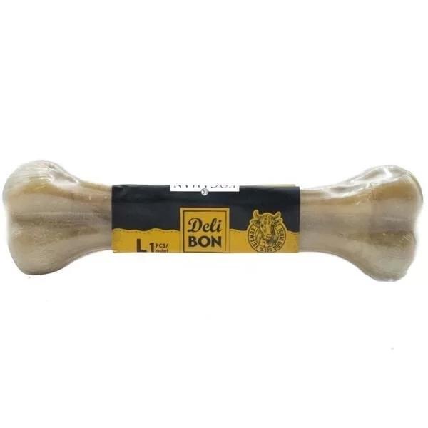 Delibon Deri Pres Vakumlu Kemik Köpek Ödülü Naturel 22 Cm 1 Adet - Image 1