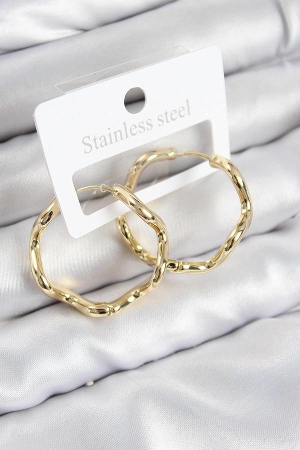 Pirinç Halka Model Gold Renk Kadın Küpe - Image 1