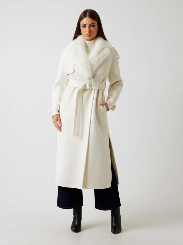 Guess Ella Kadın Çok Renkli Yün Karışımlı Kaban 5BGL027125A-MCML - Image 1