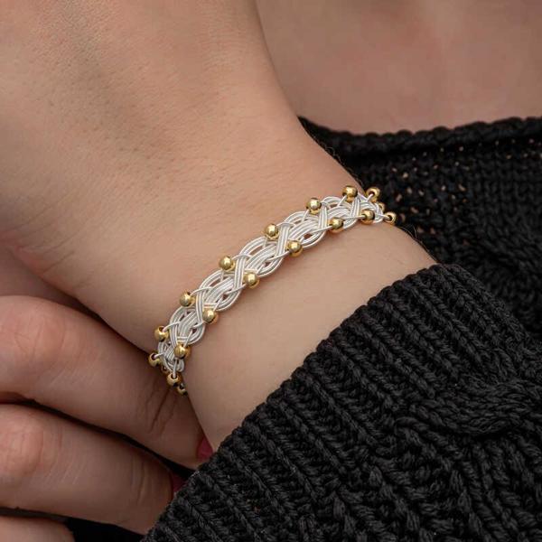 Gümüş Kazaziye Örgü Bileklik  SL7134 - Image 1