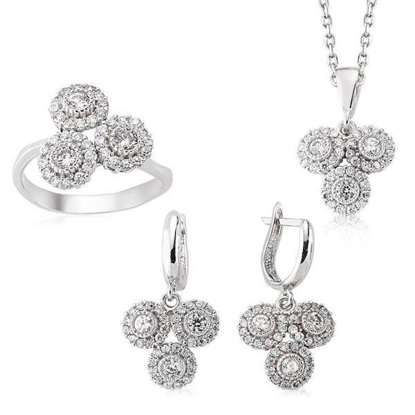 Gümüş Zirkon Taşlı Bayan Set  SL2280 - Image 1