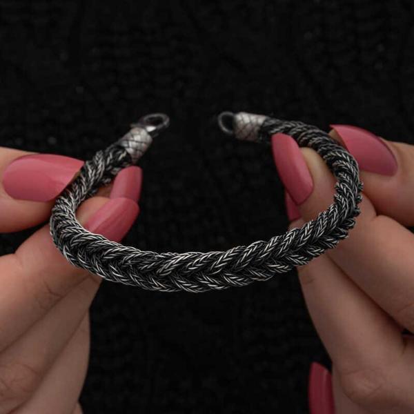 Gümüş Kazaziye Örgü Bileklik  SL7133 - Image 1