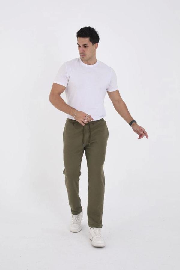 Unisex Üç İplik Basic Eşofman Özel Tasarım Pantolon - Haki - Image 1