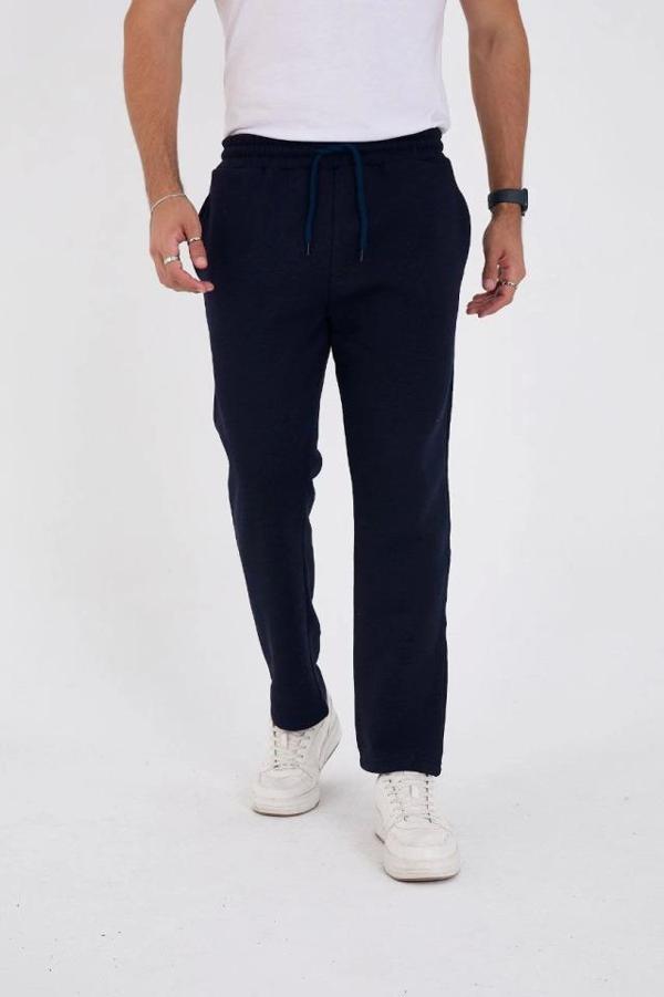 Unisex Üç İplik Basic Eşofman Özel Tasarım Pantolon - Lacivert - Image 1