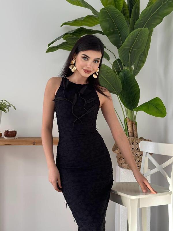 Lers Çiçek Detaylı Elbise - Image 1