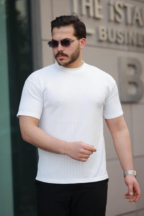 Erkek Kısa Kollu örgü Kumaş Bisiklet Yaka T-shirt - Image 1