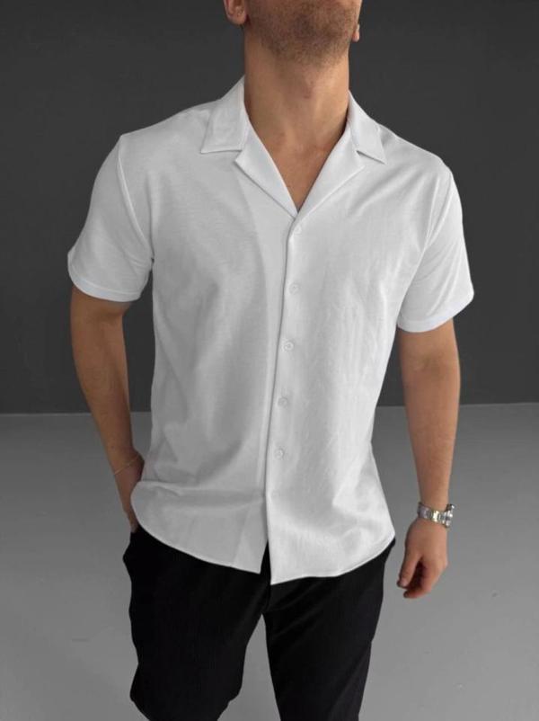 İki İplik Kumaş  Gömlek - Beyaz - Image 1