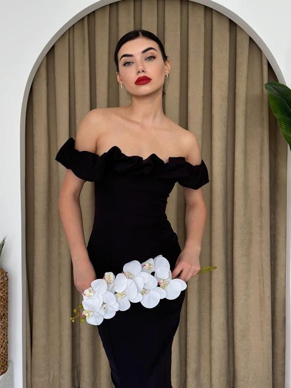 Popi Madonna Yaka Kalem Elbise - Image 1