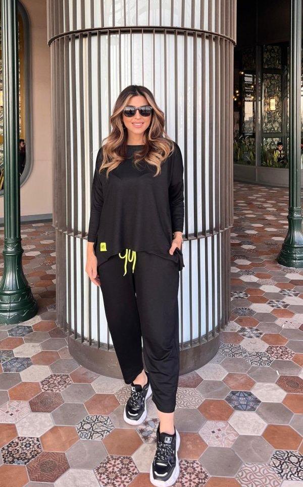 Kadın Iki Iplik Viskon Pamuk Kumaş Arma Detaylı Ikili Takım - Image 1