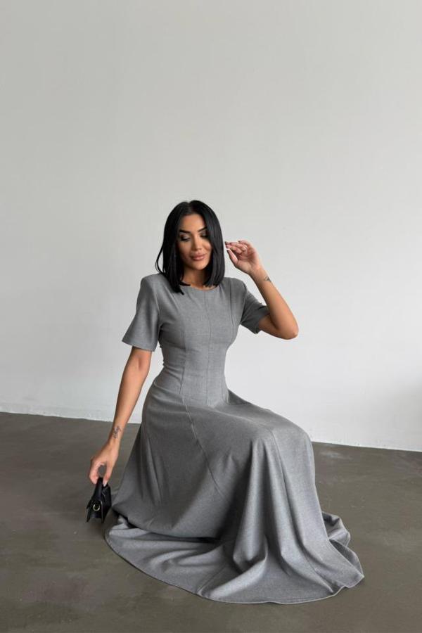 POLİVİSKON ELBİSE - Gri - Image 1