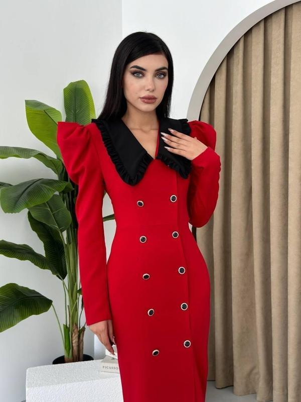 Palmas Geniş Yakalı Elbise - Image 1