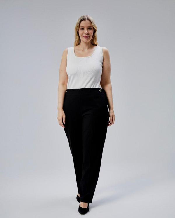 Dekorati̇f Düğmeli̇ Arka Bel Lasti̇kli̇ Büyük Beden Pantolon - Image 1