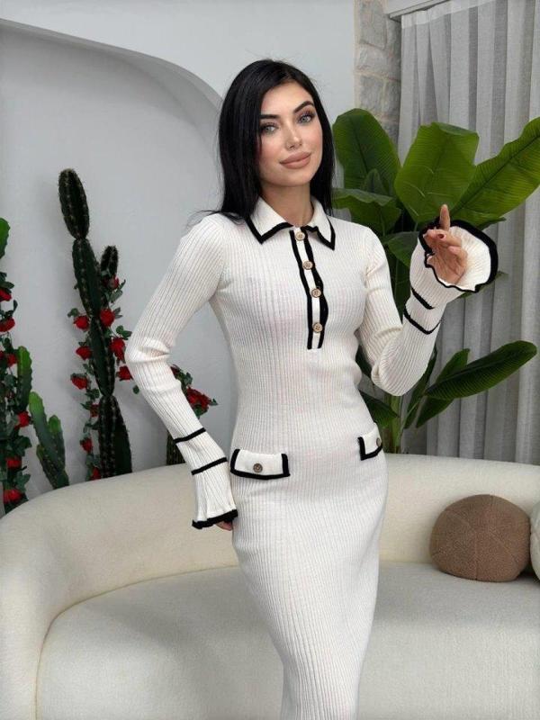Wale Cep Detaylı Elbise - Image 1
