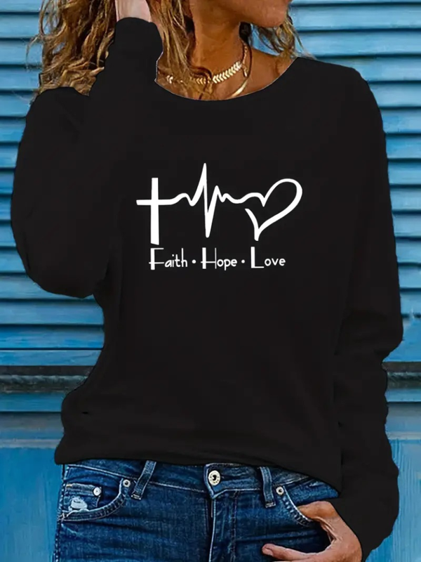 Kadın Uzun Kollu Bisiklet Yaka Desenli Viskon Bluz - Image 1