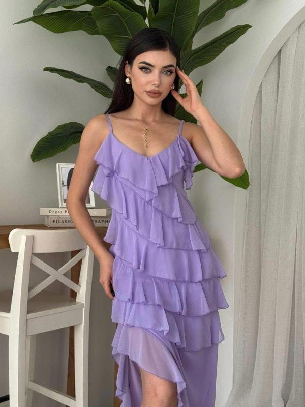 Ples Yırtmaç Detaylı Elbise - Image 1