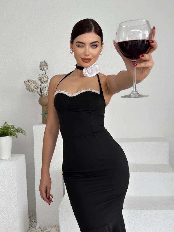 Monea Boyundan Bağlamalı Elbise - Image 1