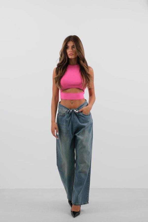 Pencere Detay Triko Bluz - Image 1