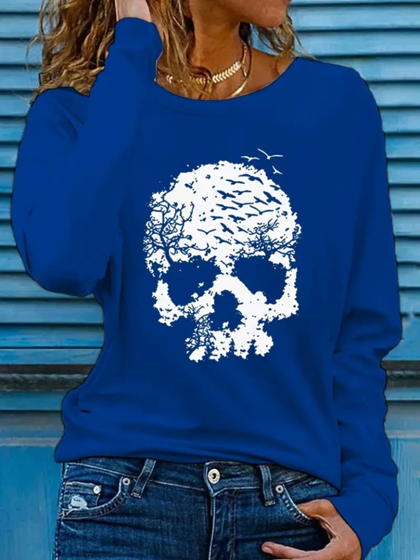 Kadın Uzun Kollu Bisiklet Yaka Ayçiçeği Desenli Viskon Bluz - Image 1