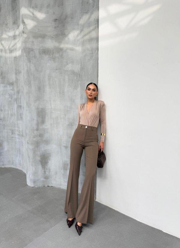 230 Gr Poly Viscose Full Lycra İspanyol Paça Pantolon - Image 1