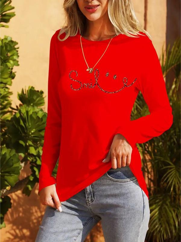 Kadın Uzun Kollu Bisiklet Yaka Gülümseyen Surat Desenli Viskon Bluz - Image 1