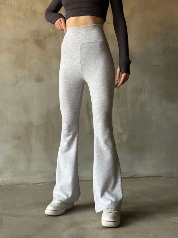 İspanyol Paça Yüksek Bel Tayt - Gri - Image 1