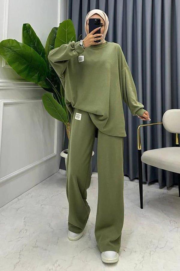 Mint Klasik Fitilli Kazak Ve Pantolon Takım - Image 1