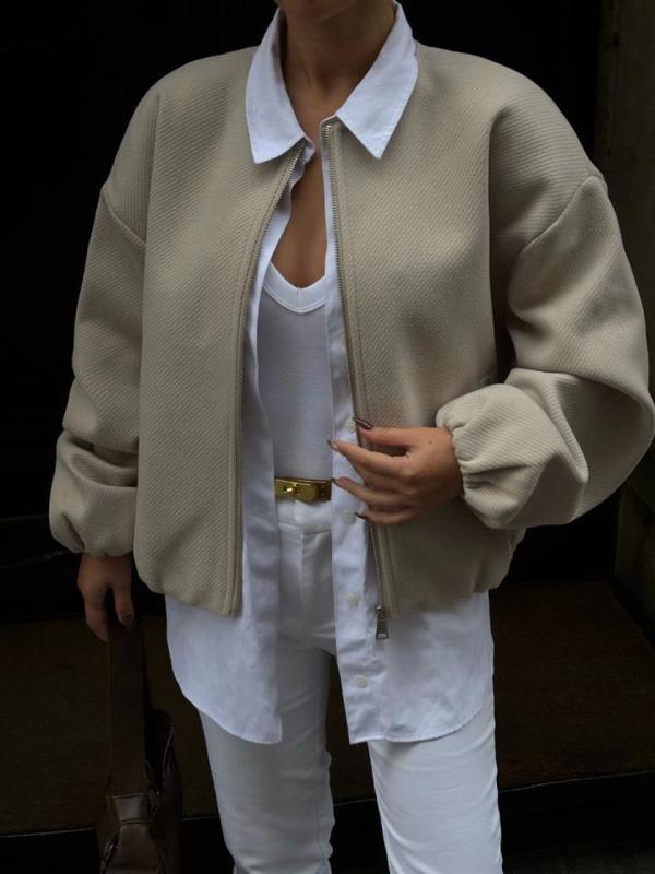 Kaşe Kaşmir Fermuarlı CEKET - Bej - Image 1