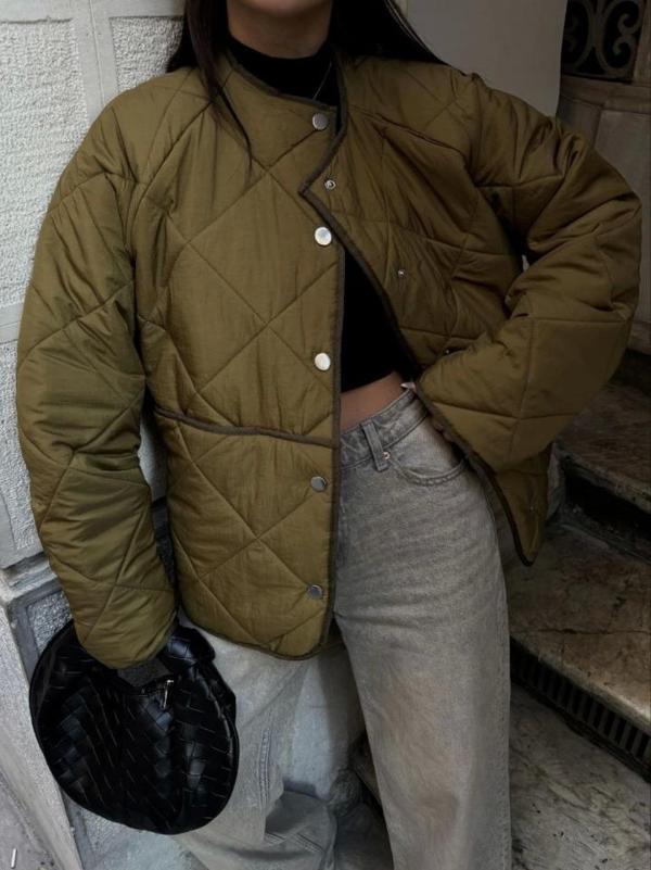 Cıt Cıt Detaylı Çepli Ceket Mont- Kahve - Image 1