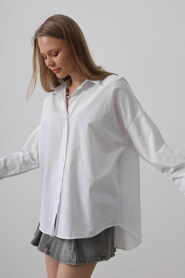 Geniş Manşet Detaylı Gömlek - Beyaz - Image 1