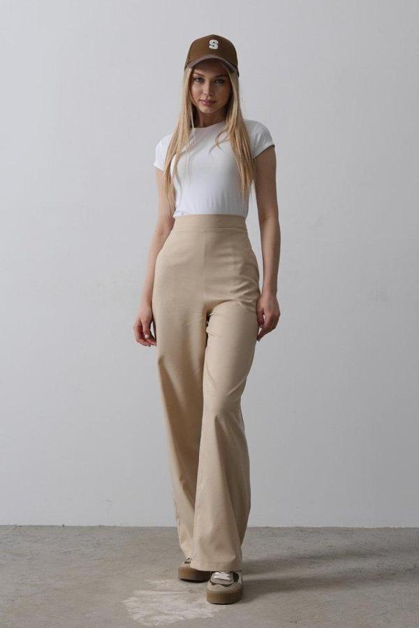 Beli Yarım Lastikli Palazzo Pantolon - Camel - Image 1