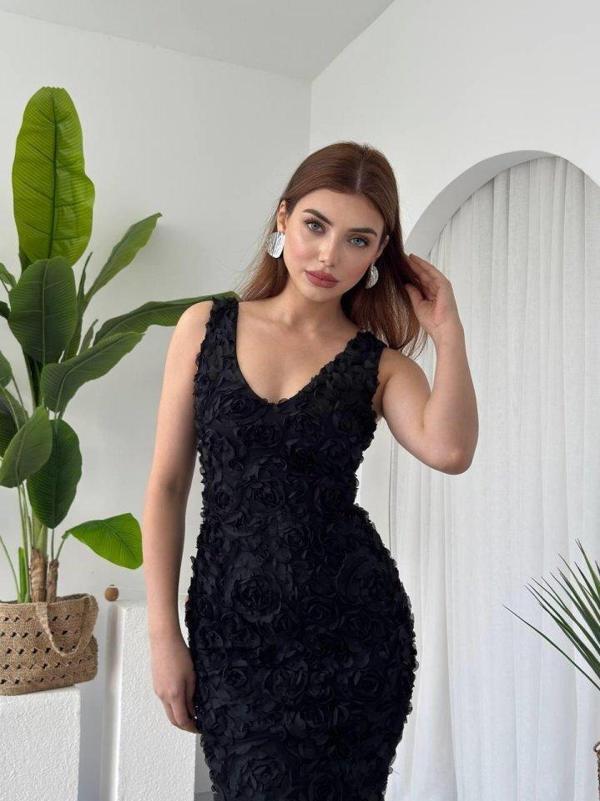 Kren Gül Detaylı Elbise - Image 1