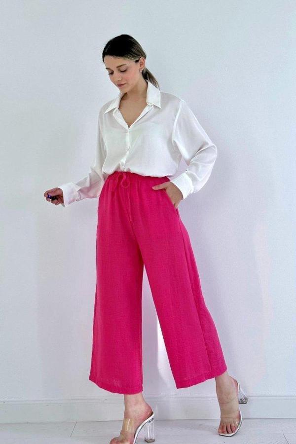 Fuşya Keten Pantolon - Image 1