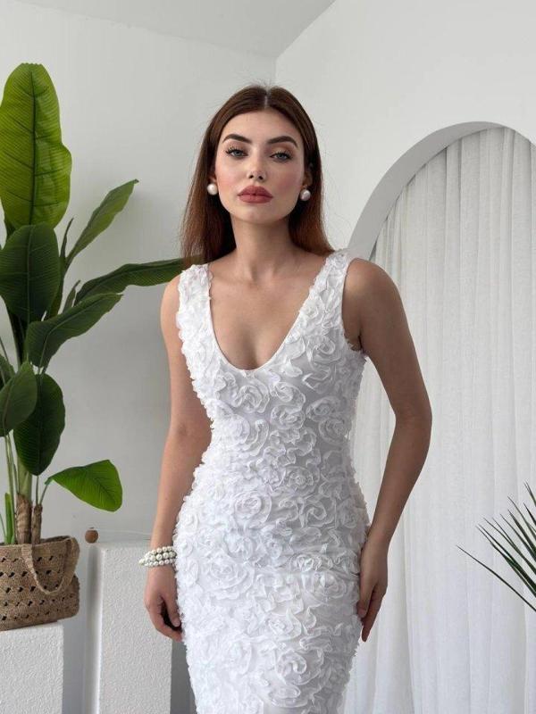 Kren Gül Detaylı Elbise - Image 1