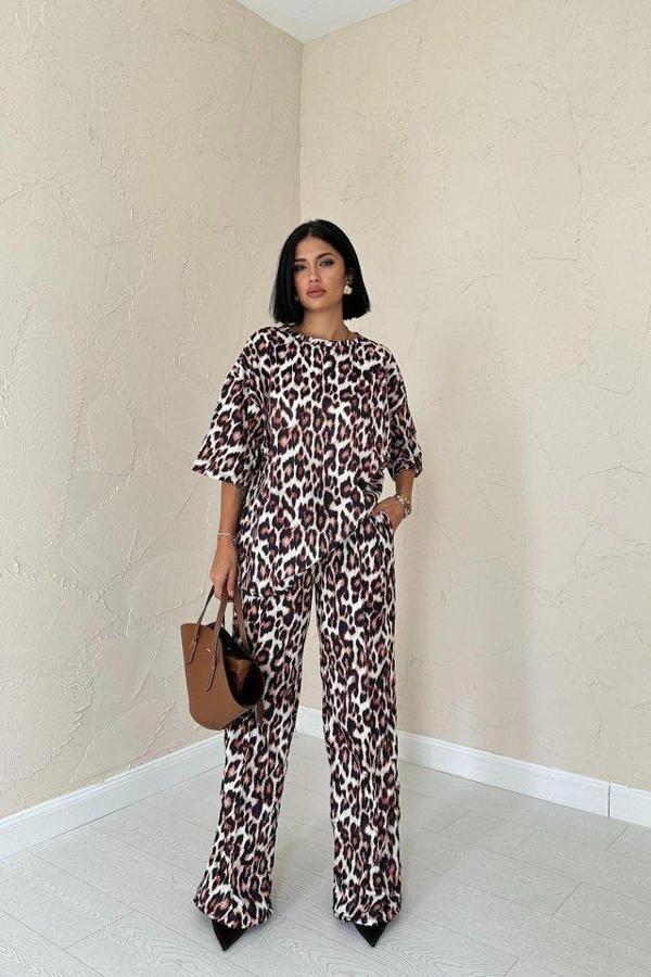 Leopar T-Shirt Ve Pantolon Takım - Image 1