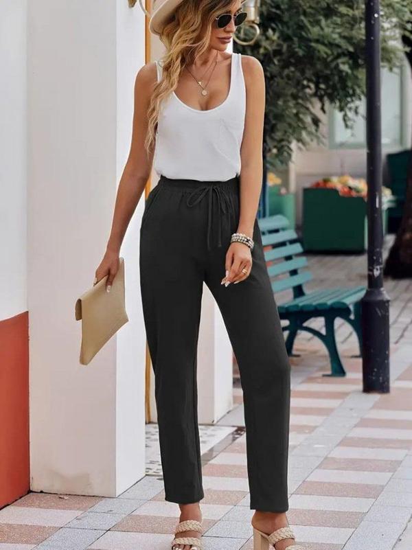 Kadın Beli Lastikli Keten Pantolon - Image 1