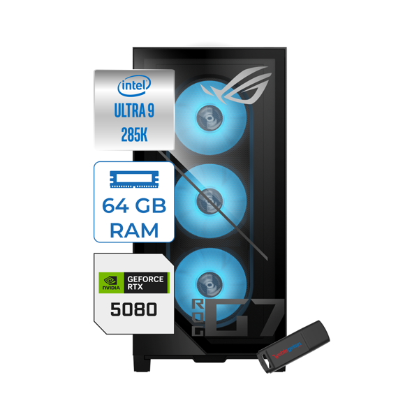 Asus Rog G700 Intel Core Ultra 9 285K Aı 64GB Ddr5 Ram 1tb SSD SSD 16GB/RTX5080 WIN11PRO Masaüstü Bilgisayar A700P525 - Image 1