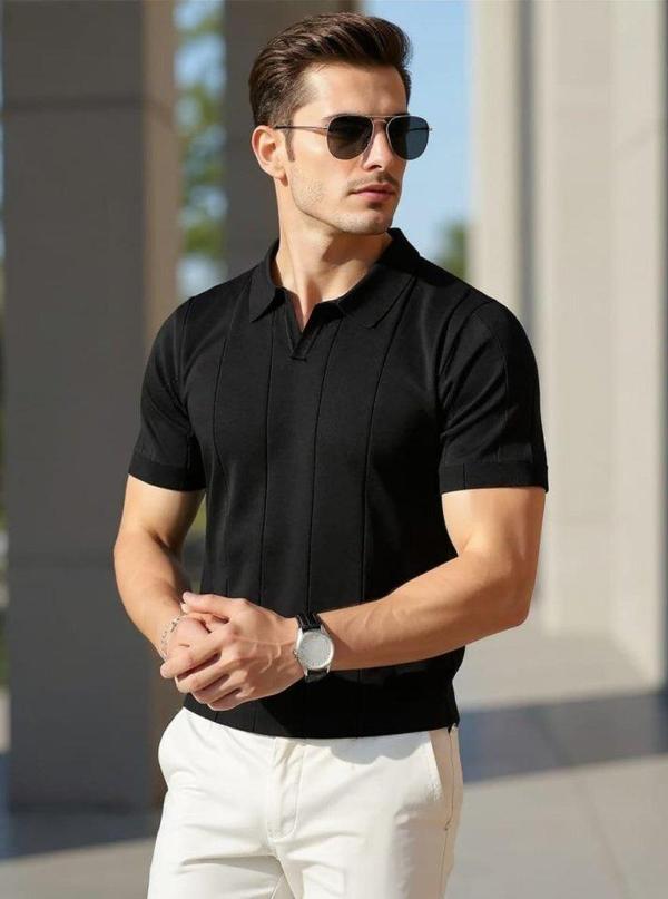 Erkek Kısa Kollu Polo Yakalı Triko Tshirt - Image 1