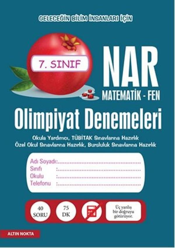 Nar Olimpiyat Denemeleri 7. Sınıf - Metematik - Fen - Altın Nokta Yayınları - Image 1