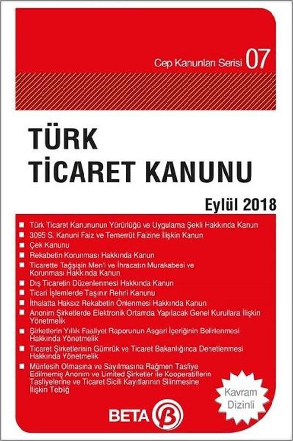Türk Ticaret Kanunu 2018 Eylül - Beta Yayınları - Image 1