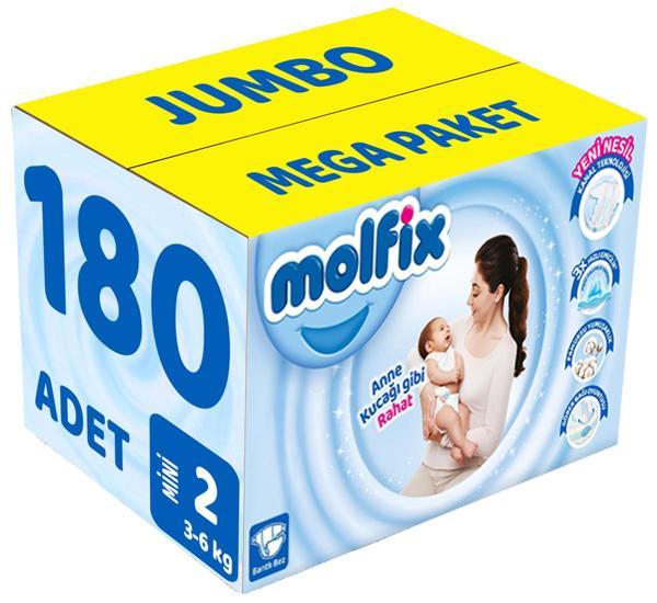 Molfix Bebek Bezi Beden:2 (3-6Kg) Mini 180 Adet Jumbo Mega Pk - Image 1