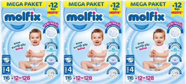 Molfix Bebek Bezi Beden:4 (7-14KG) Maxi 384 Adet Mega Aylık Fırsat Pk - Image 1