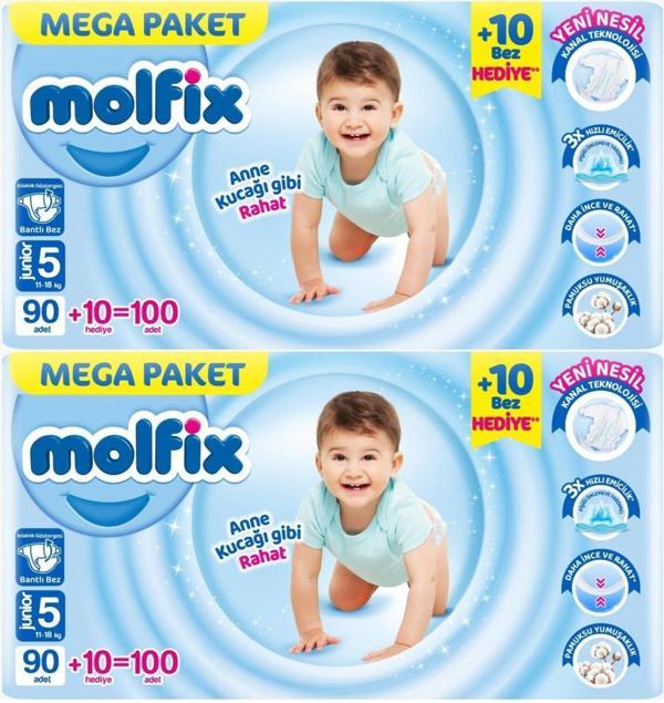 Molfix Bebek Bezi Beden:5 (11-18KG) Junior 200 Adet Mega Ekonomik Fırsat Pk - Image 1