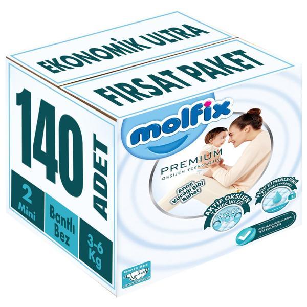 Molfix Premium Bebek Bezi Beden:2 (3-6KG) Mini 140 Adet Ekonomik Ultra Fırsat Pk - Image 1