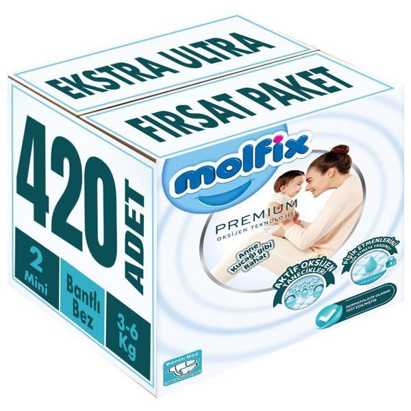 Molfix Premium Bebek Bezi Beden:2 (3-6KG) Mini 420 Adet Ekstra Ultra Fırsat Pk - Image 1